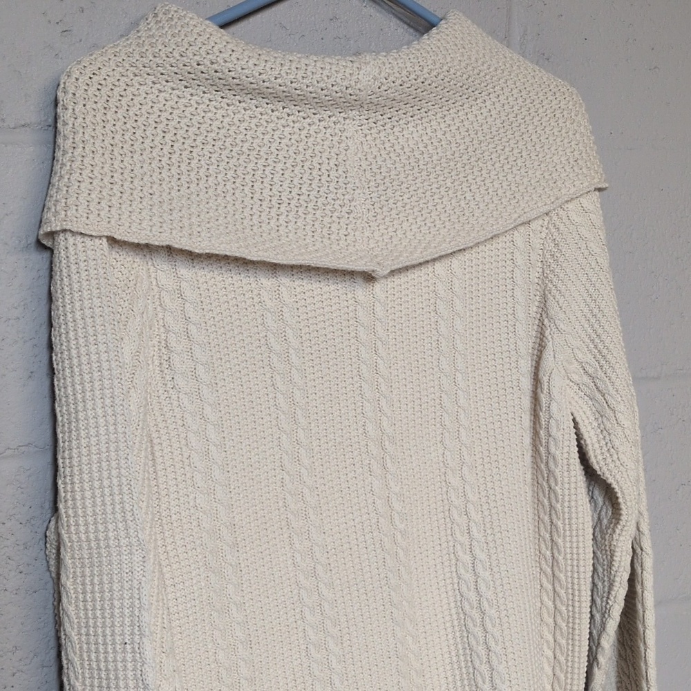 Jeanne Pierre Woman Cream Cowl Neck Sweater Size 1X, Cozycore, Neutral - Picture 6 of 7